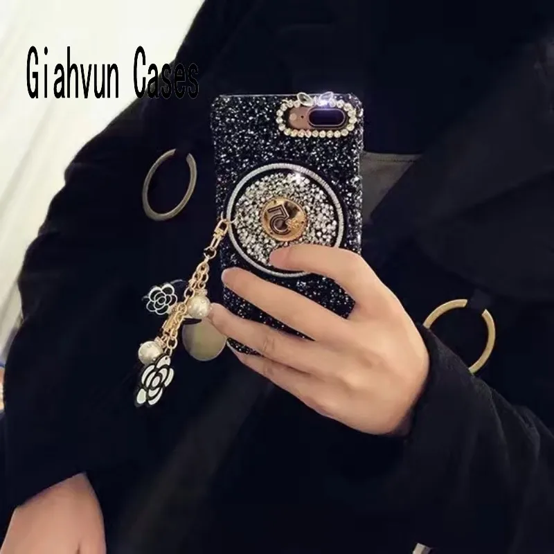 Bling Hat Flower Metals Tassel Phone Case For Samsung Galaxy S21 S20 S8 S9 S10 Plus + Ultra Note 8 9 10 20 edge Cover