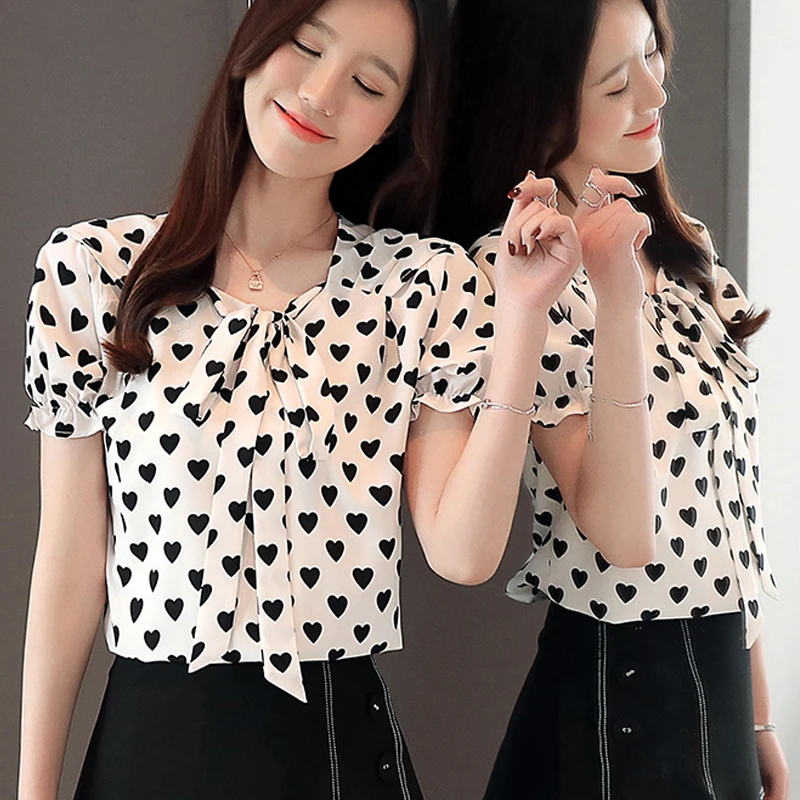 женские топы шифоновая блузка с бантом и вырезом Blusa новая корейская мода 2019