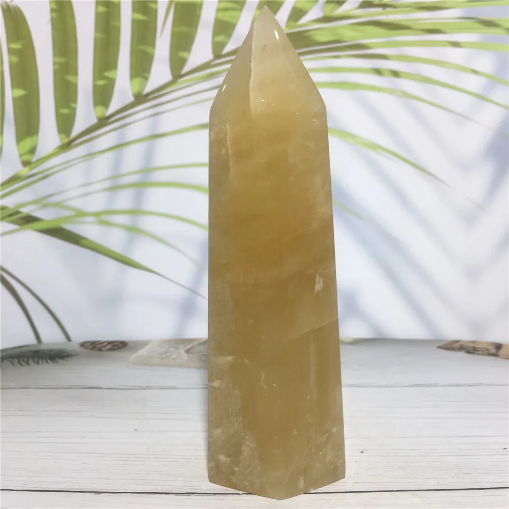 

Natural Citrine Calcite Quartz Crystal Point Tower Reiki Healing Orange Gemstone Hand Made Polished Obelisk Wand Home Decoration
