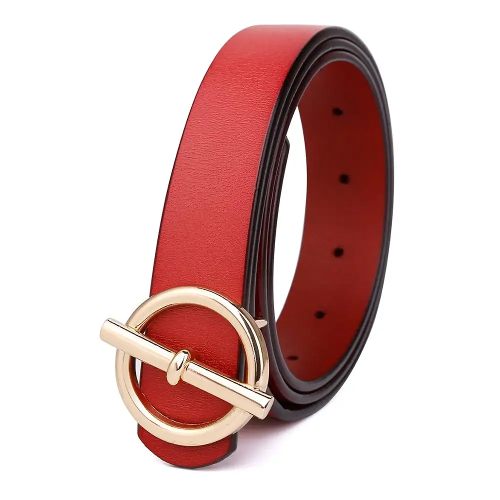 Snake Skin Print Belts Women Gold Round Buckle Waistband Leather Belt Women Dress Jeans Belt