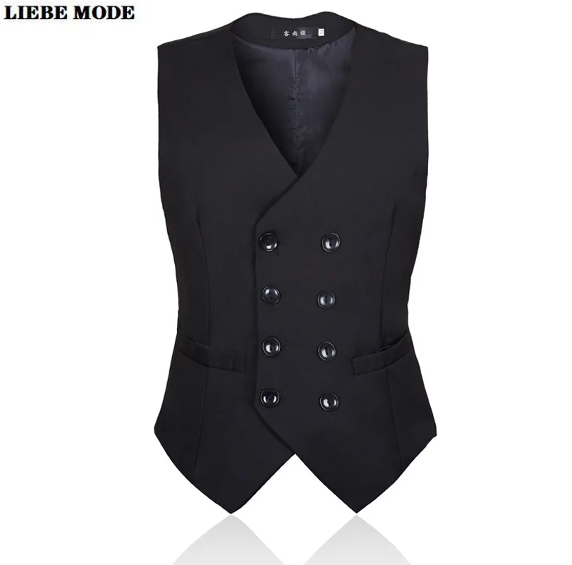 Мужские Черные Серые платья без рукавов костюм куртка для мужчин Тонкий