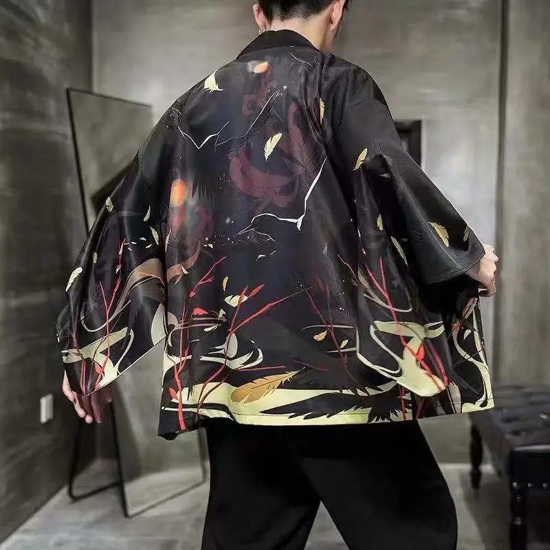Yukata женский Кимоно Кардиган для мужчин традиционное японское кимоно унисекс