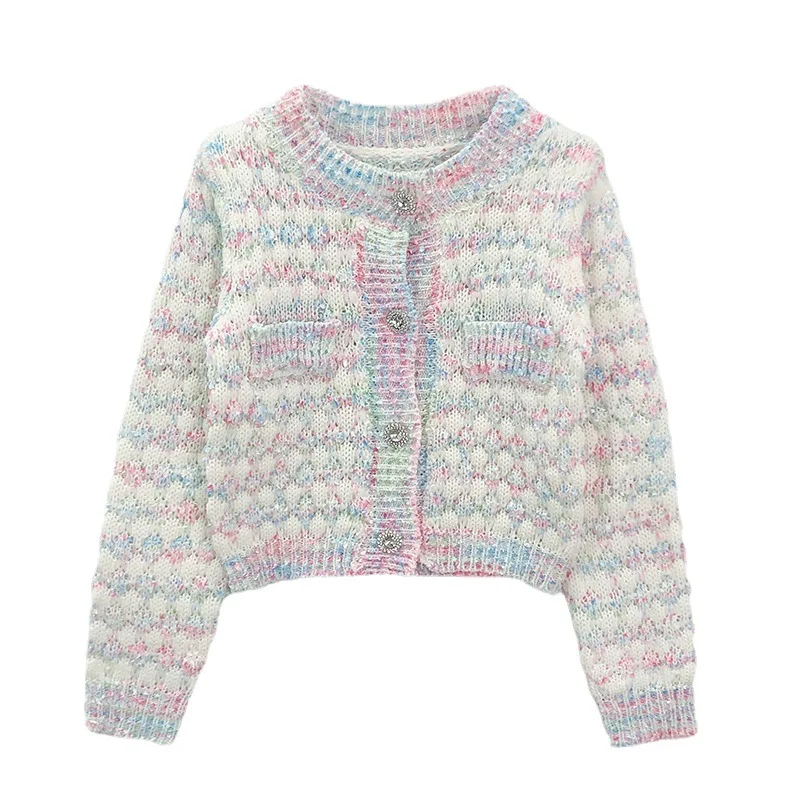 

Женский вязаный кардиган с металлической пряжкой, небольшой свитер в западном стиле, Осень-зима 2021