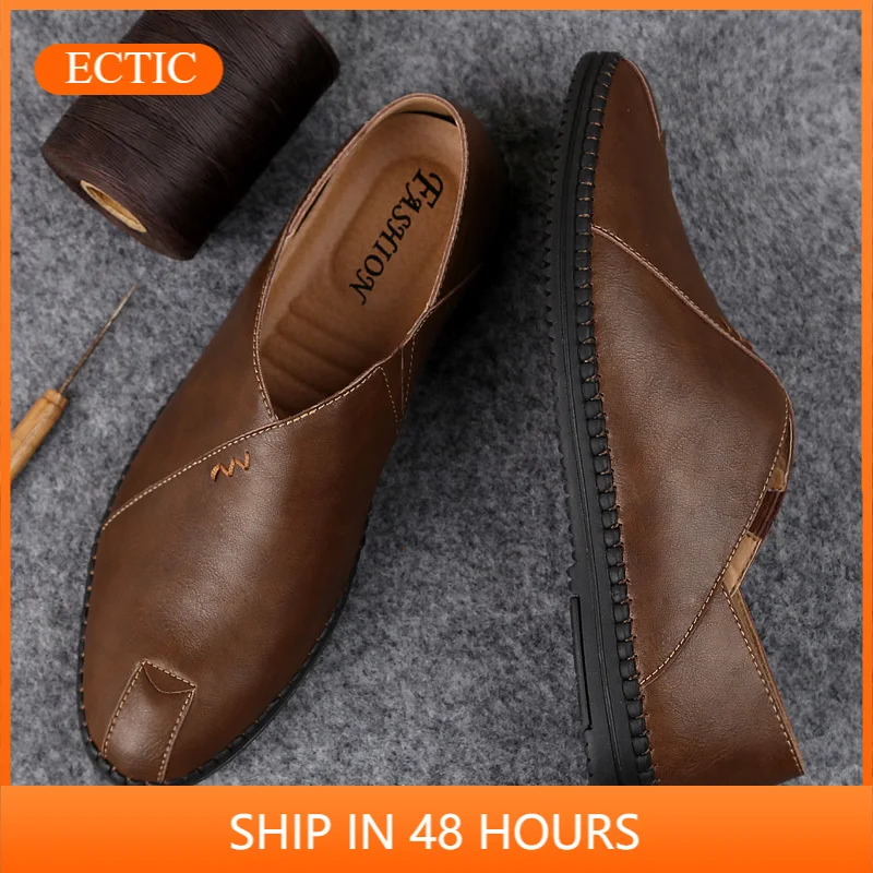 

2021 Classic Spring British Breathable Mens Shoes Style Men's Casual Leather Shoes Men DESIGNER Shoes Plus Size 38-46 Loafers