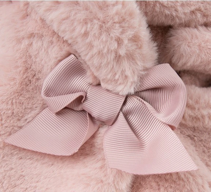 

Girls Faux Fur Coat Fleece Hooded Kids Outwear Thick Plush Flower Imitation Fur Jacket For Girls Baby Coat TZ148