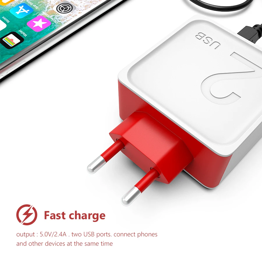 CBAOOO Европейская USB зарядка для iphone зарядное устройство двойной USB 5 В 2.4A Быстрая зарядка настенное зарядное устройство для iphone samsung Xiaomi Max Charge