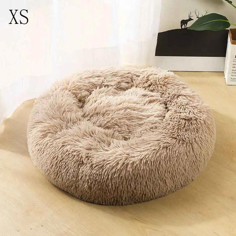 

Dog Bed Winter Warm Cushion Round Plush Comfortable Soft Camel-Brown Cat Mat Pet Supplies XS-XL Pet Rest And Sleeping Equipment