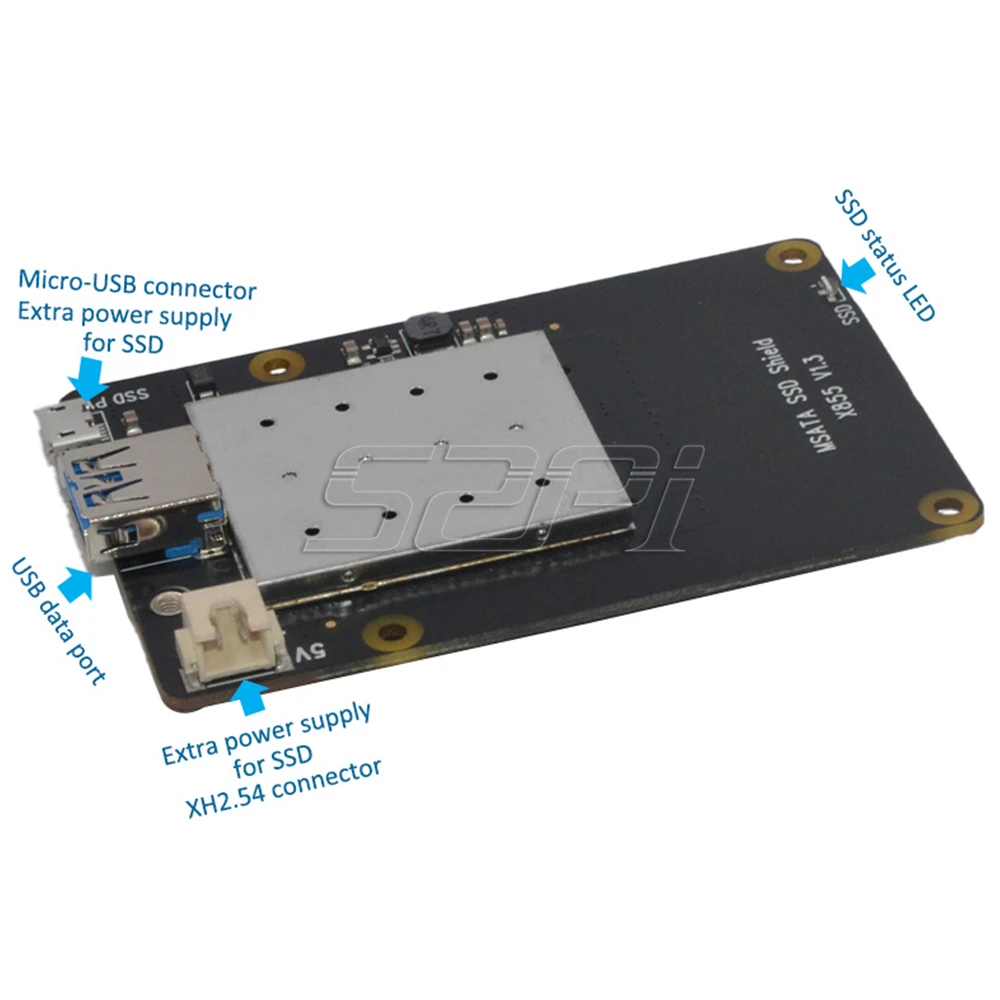 52Pi Новинка! Плата расширения Raspberry X856 V1.0 mSATA SSD для Pi 4B ( 4 модели B)|Аксессуары