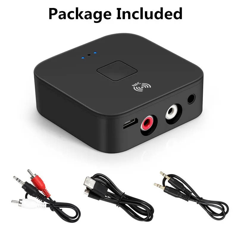 Bluetooth 5.0 RCA Audio Receiver APTX 3.5mm AUX Jack Music Wireless Adapter With NFC for Car TV Computer Speakers - купить по
