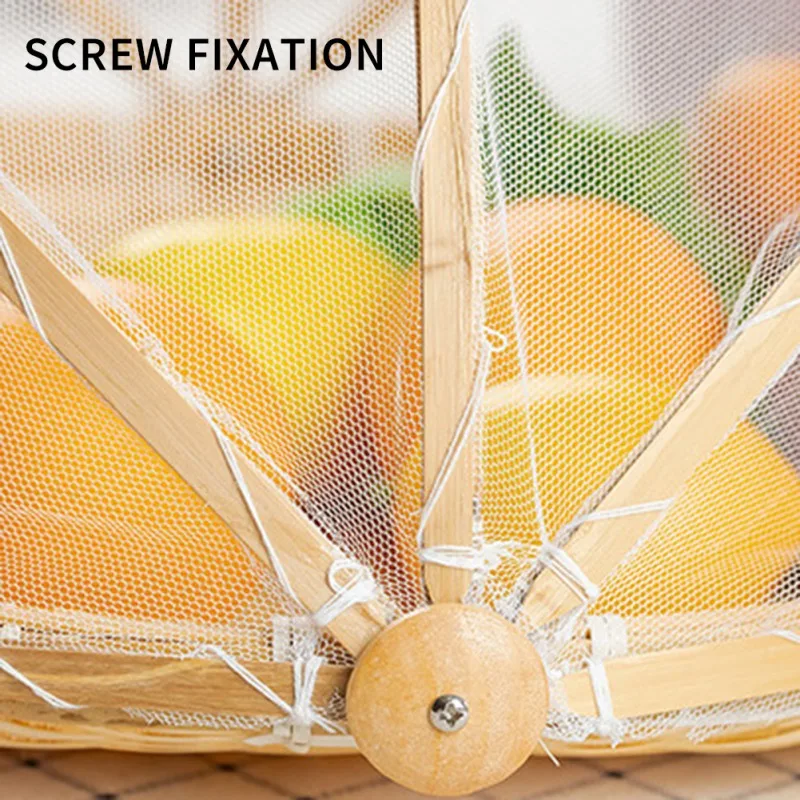 

Hand-Woven Food Serving Tent Basket Fruit Bread Vegetable Storage Baskets Outdoor Picnic Food Cover Mesh Tent Baskets
