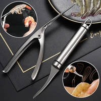 2pcs stainless steel shrimp stripper safe and fast shrimp line cutter peeler cleaning peeling seafood tools kitchen accessories