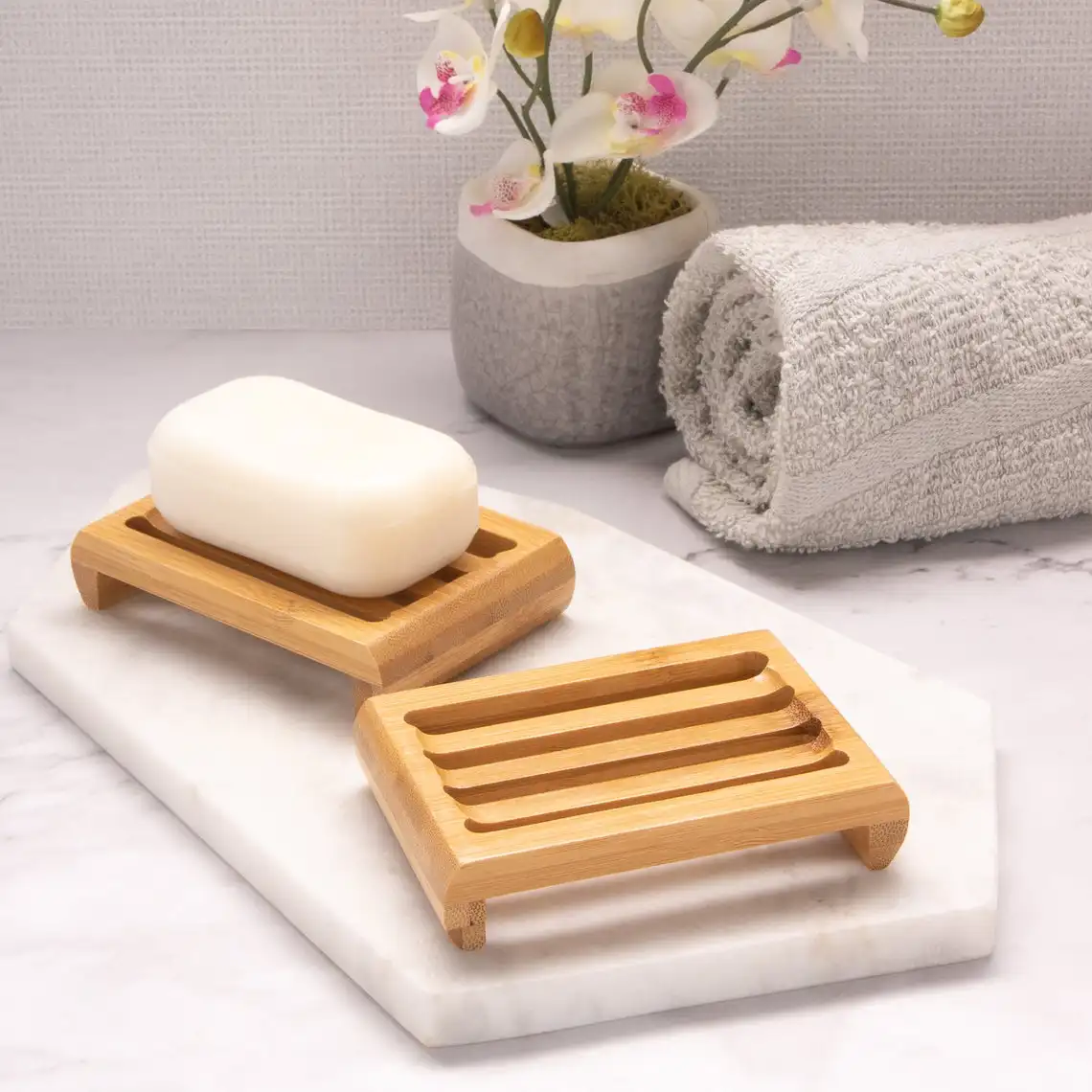 

Soap Holder Bamboo Wood Drying Soap Tray Sink Deck Bathtub Dish Waterfall Design Self Draining Bar Dishes Rustic Sponge Holder