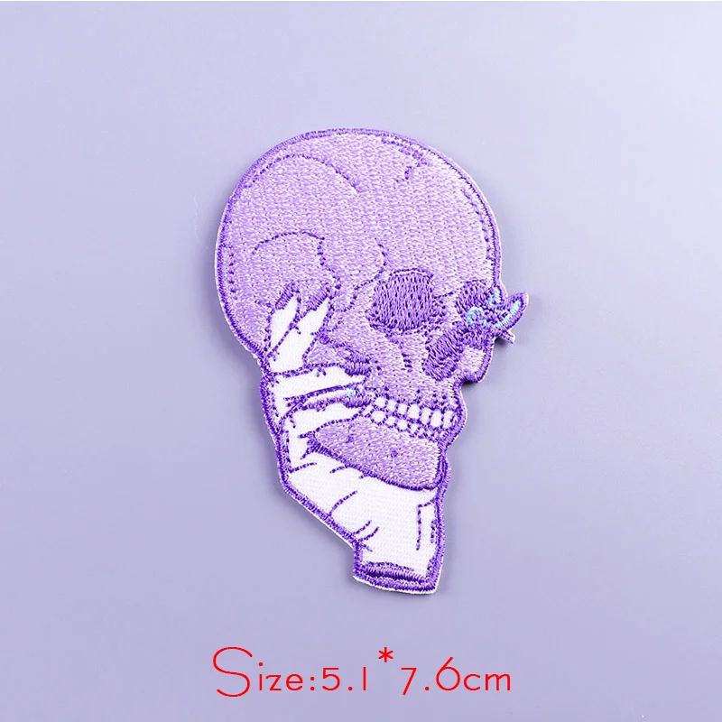 

Skull DIY Patches Iron On Patches Punk Embroidery Patch For Clothing Embroidery Patches Stickers For Clothes Applique Stripe