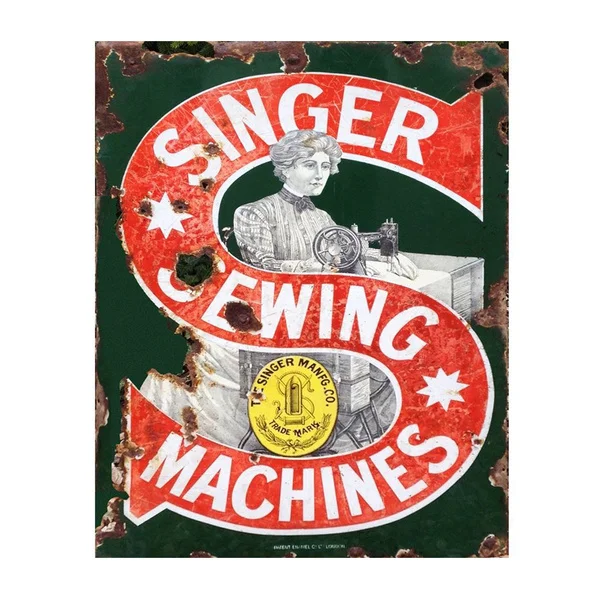 Singer Sewing Machine Vintage Advertising Enamel Tin Sign Metal Sign Metal Poster Metal Decor Metal Painting
