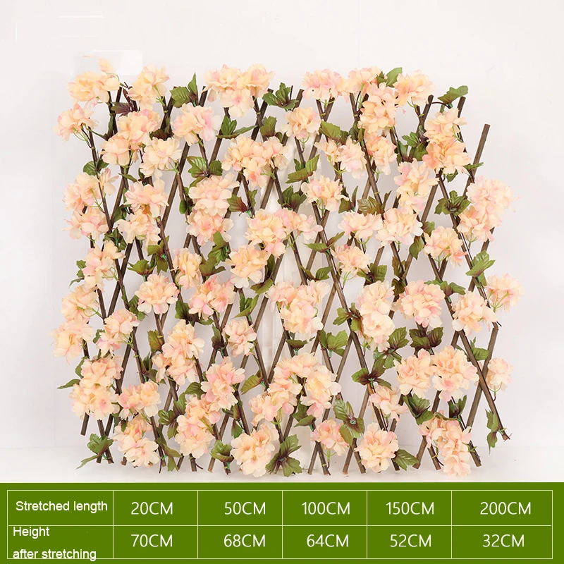 

Retractable Artificial Garden Fence Cherry Blossoms Decoration Flowers for Fence Backyard Decoration Gardening Plant Wall