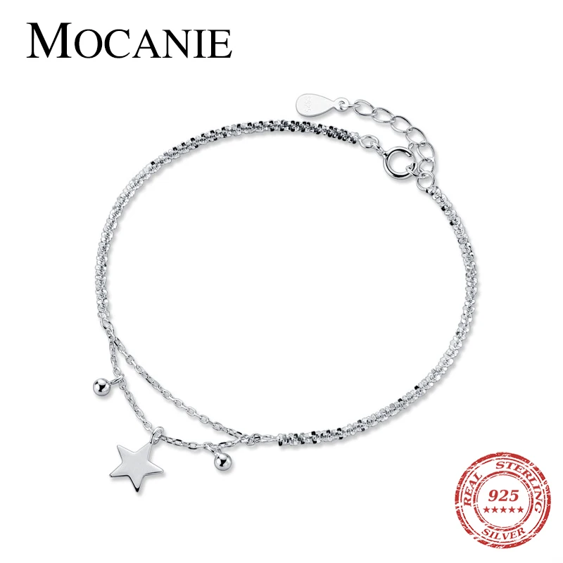 

Mocanie Minimalist Chain Star Beads 925 Sterling Silver Charm Bracelet for Women Fashion Gypsophila Bangle Fine Jewelry 2020 New