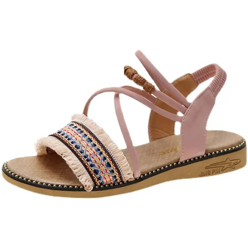 

Fashion Womens Shoes 2021 Beige Heeled Sandals Open Toe Luxury Black Clear Flat Comfort Low Girls Peep Elastic band Rubber Back