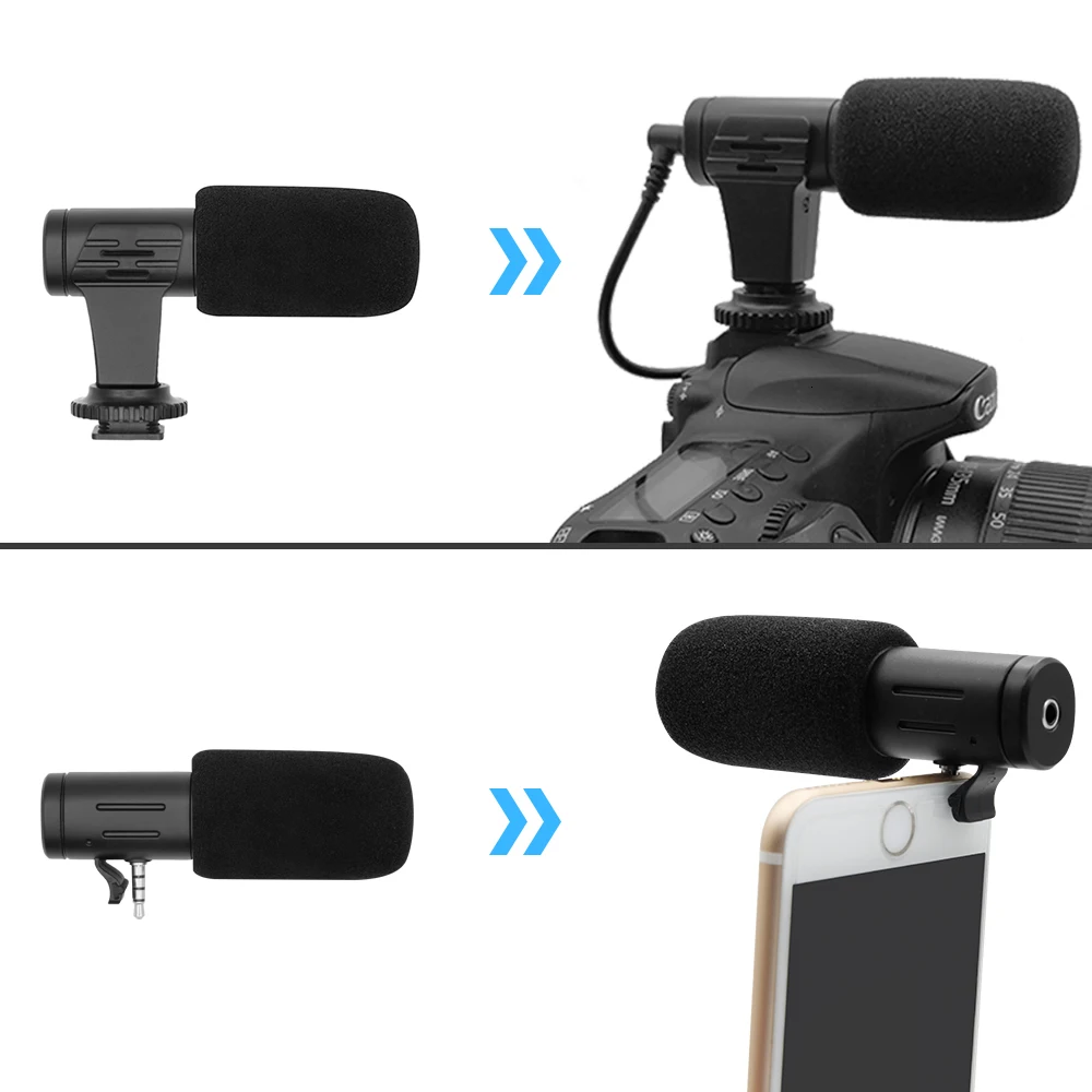 Мини портативный 3,5 мм телефон микрофон конденсаторный телефон видео камера Микрофон для интервью с муфтой для iPhone samsung Canon Nikon