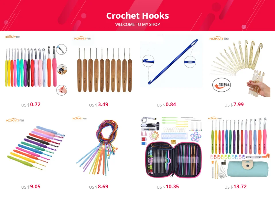 KOKNIT, 1 шт., крючок для вязания крючком, смешанный размер 1,0 мм до 10,0 мм, мягкие ручки, крючки для вязания, иглы для рукоделия, пряжа, швейная игла для подарка матери