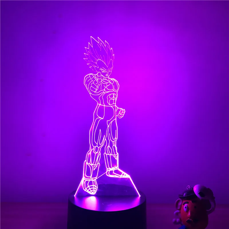 Dragon Ball Z Вегета ГОКу супер сайян, «Жемчуг дракона 3D светодиодный Ночной светильник 7 цветов сенсорный оптический Иллюзия фигурку настольная лампа украшения