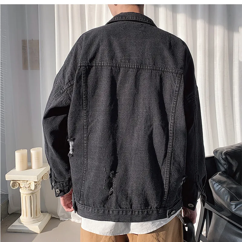 

Denim jacket men's spring and autumn Korean style loose casual all-match plaid stitching jacket fashion trend denim jacket