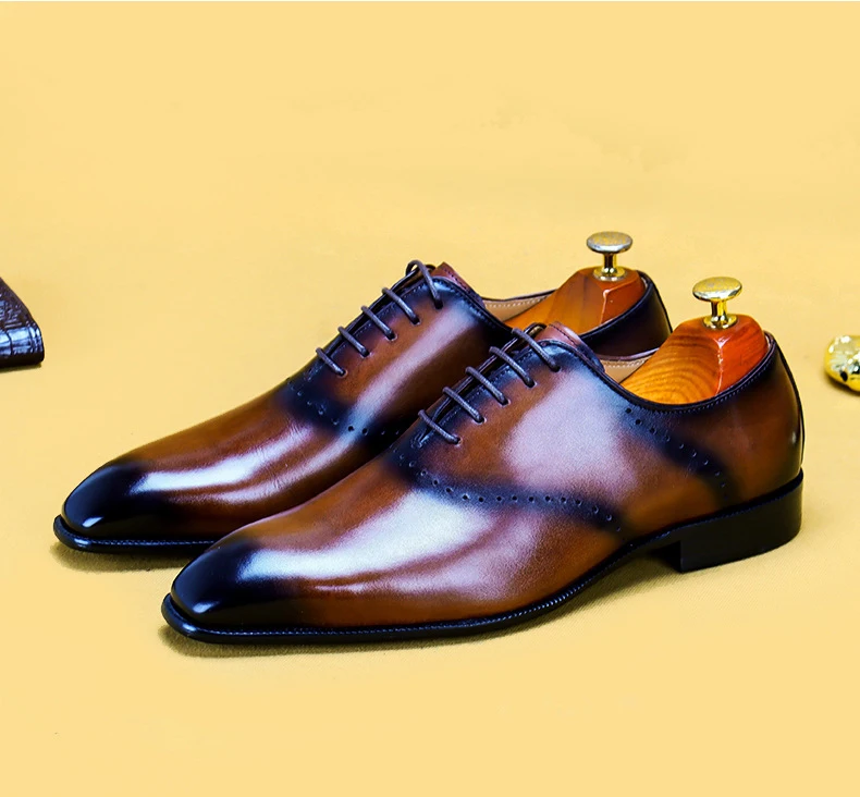 Новые мужские вечерние туфли ручной работы с острым носком модельные из