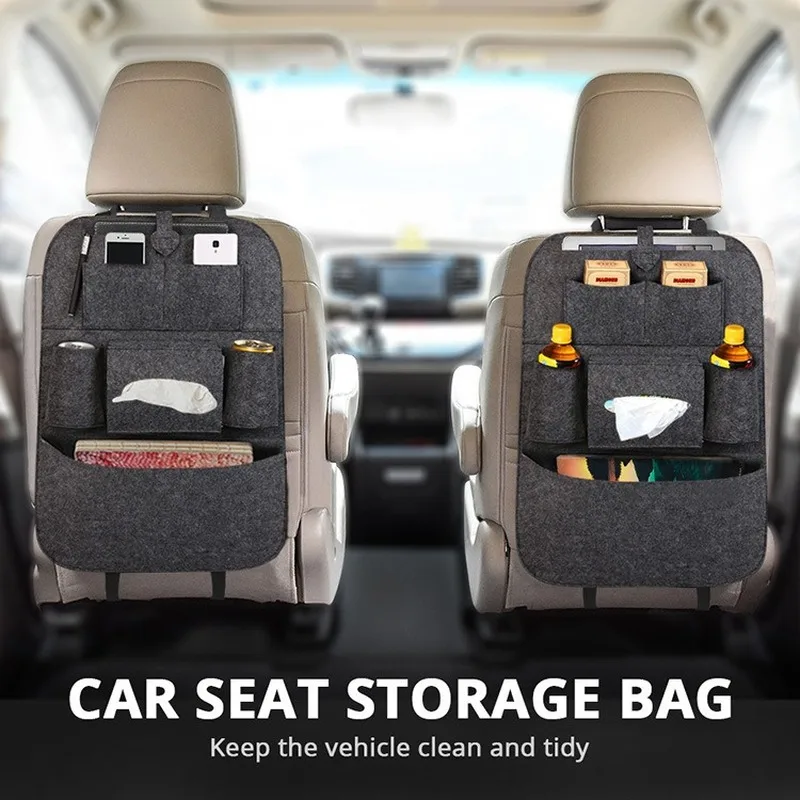 

2021 New Car Seat Storage Bag Back Seat Organizer Box Car Seat Back Storage Bag Pad Cups Storage Holder Fabric Child Anti-kick