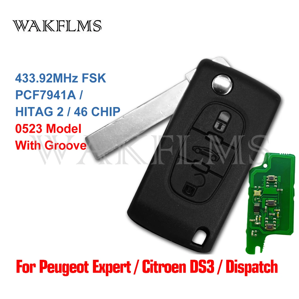 433 МГц FSK 0523 модель HU83 7941A чип откидной дистанционный ключ для Peugeot Expert Citroen DS3 Dispatch C4
