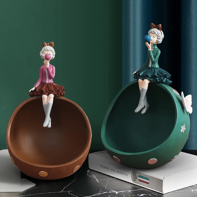

Girl porch key storage decoration desktop decoration living room coffee table Nordic luxury TV cabinet decoration