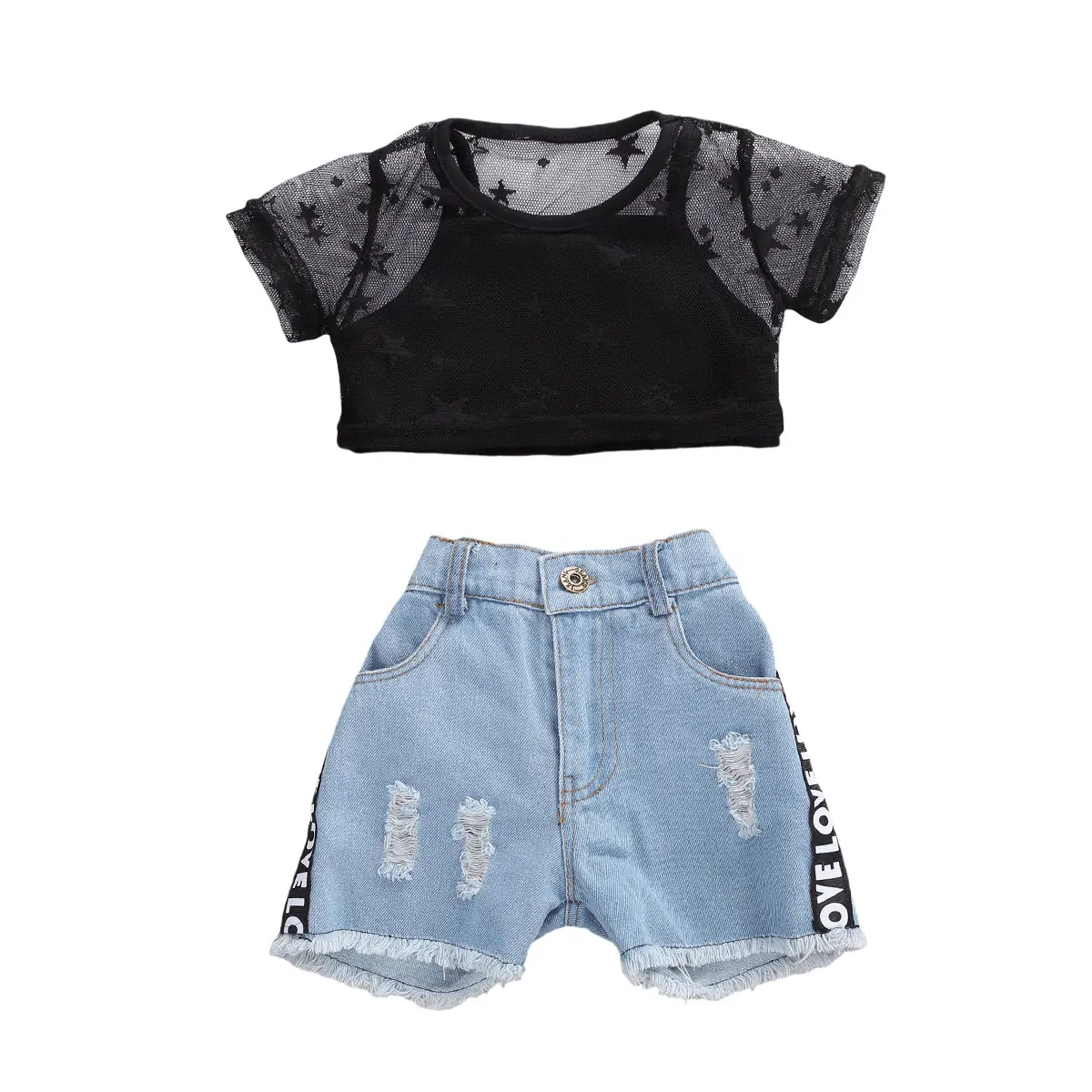 Женский модный костюм из 3 предметов для маленьких девочек черный жилет + топ с