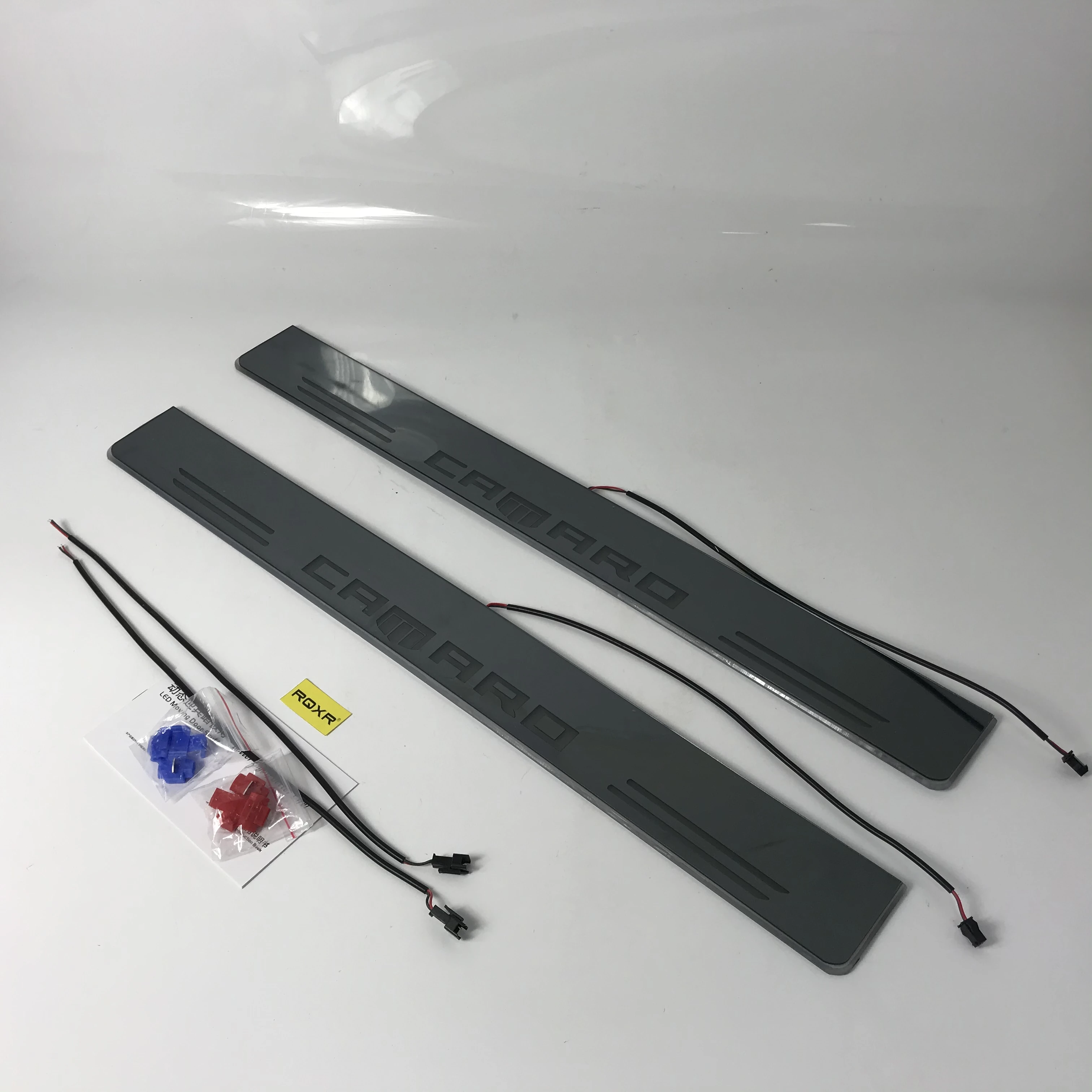 

Infrared sensor control led door sill plate strip welcome light threshold guard protectors for Ford camaro