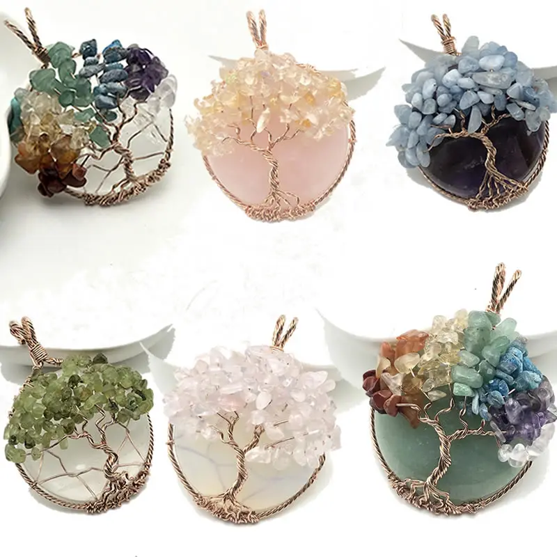 7 Чакр натуральный камень Древо жизни подвеска Рэйки ожерелье ручной работы