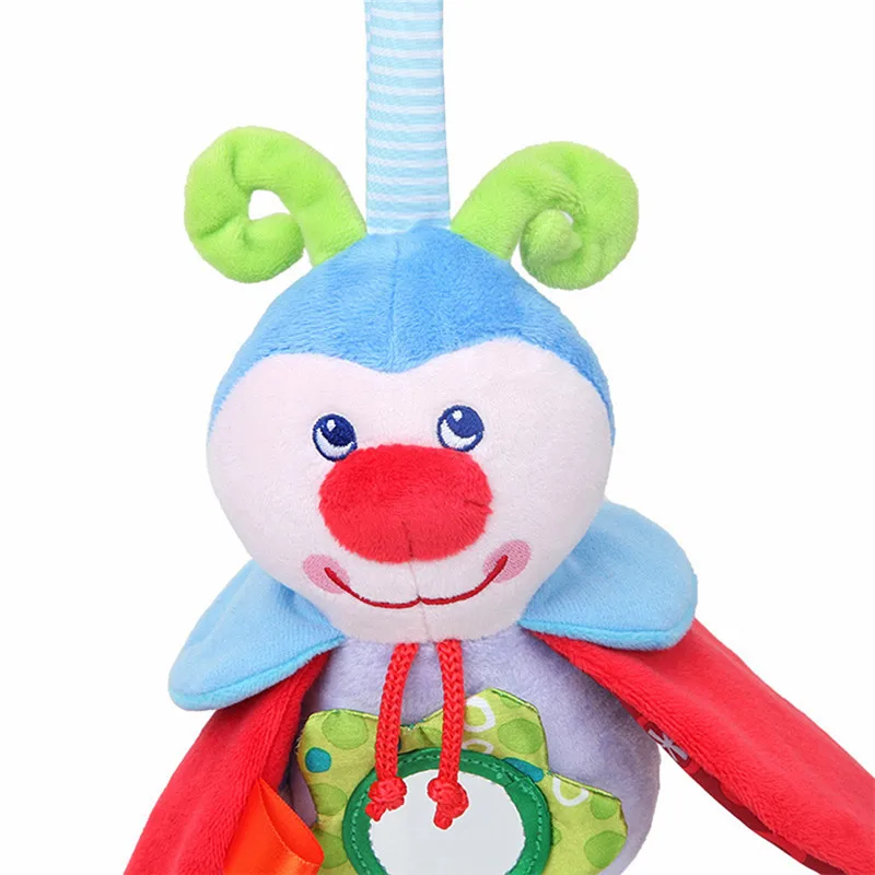 

New Cute Cartoon Insect Doll Pendant Baby Plush Doll Sound Paper Safety Mirror Toy Suitable For Newborn PP Cotton Soft Doll