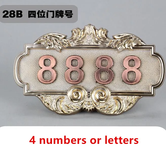Number or letter ABS европейский номер двери наклейка античная медь номер дома знак 3 до 4 номера индивидуальные для гостиницы квартиры вилла двери - Цвет: Number or letter