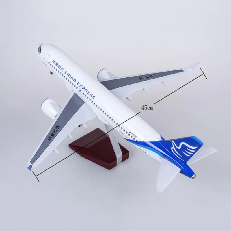 1/80 масштаб 47 см Китай экспресс самолет Airbus A320 NEO авиакомпания модель светодиодный свет и колесо шасси литье под давлением Смола самолет игрушка