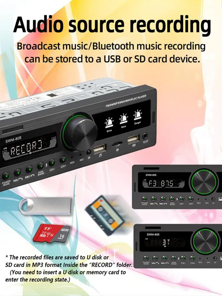 Автомобильный Мультифункциональный mp3 плеер стерео MP3 с поддержкой Bluetooth FM/AM