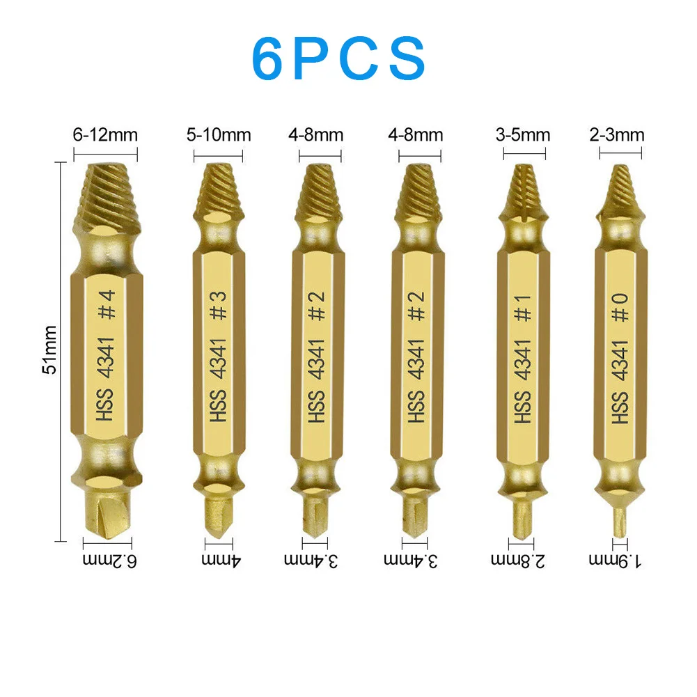 

Drill Bits Damaged Screw Extractor Remover Tool Deceleration Bit 6Pcs Set