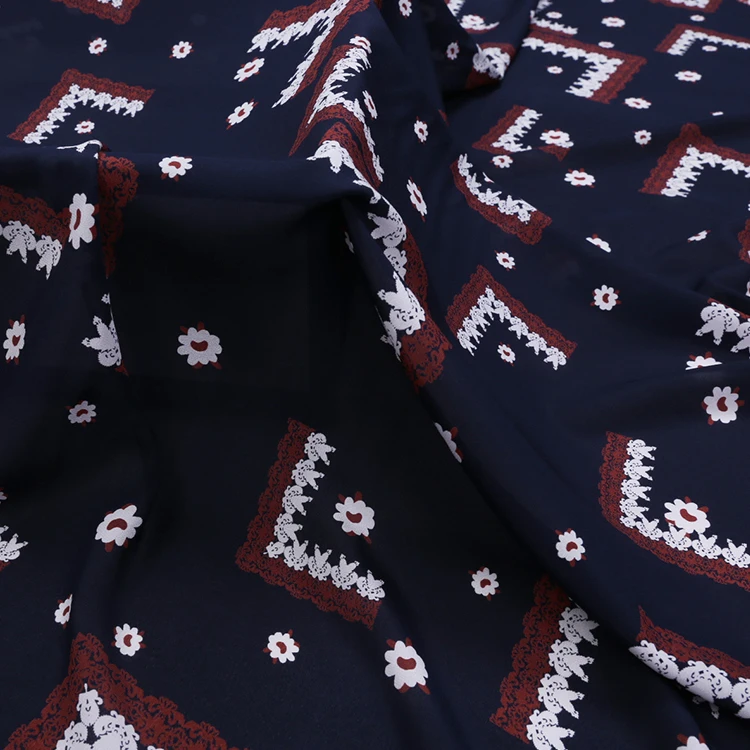 

Soft Silk Digital Printing Crepe De Chine Fabric Spring Summer Breathable Comfortable Shirt Dresses Fabric by the Meter