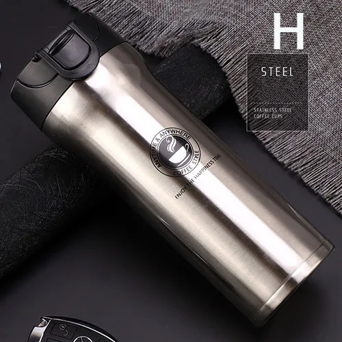 Sliver 400ml Стальная кружка-термос, кофейная кружка, 350 мл, для автомобиля, для путешествий, Термокружка, портативная, с двойными стенками, термосы, автомобильная Термокружка - Цвет: Sliver 400ml