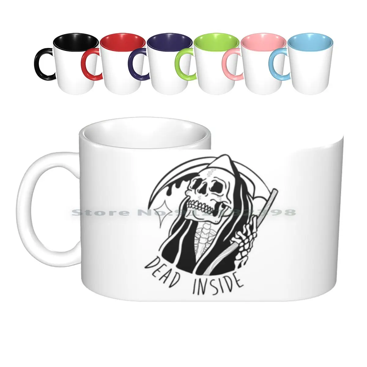 

Keeping It Grim Ceramic Mugs Coffee Cups Milk Tea Mug Death Grim Grim Reaper Dark Dead Dead Inside Inside Black And White Black