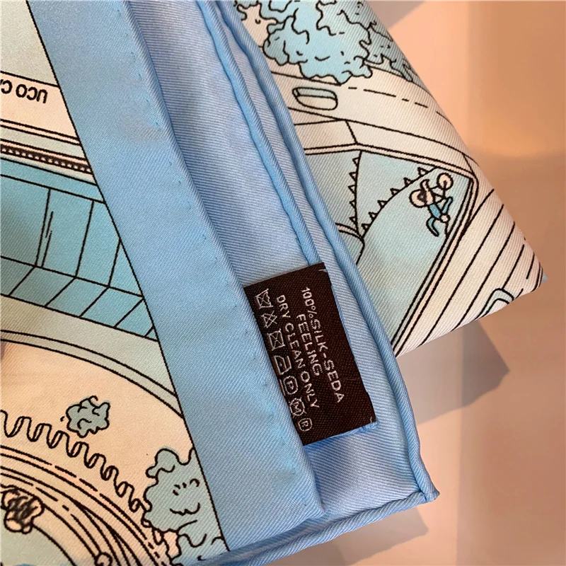 Шарф пляж и город 90 см плетеный саржевый шелковый шарф квадратная шаль брендовый