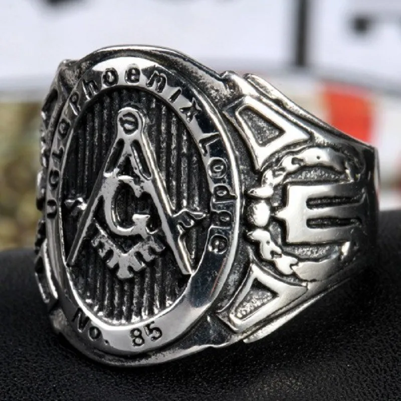 Оптовая продажа модное масонское кольцо из нержавеющей стали серебряного цвета