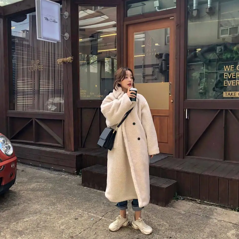 

Women Faux Fur Coat Autumn Winter Coat Women 2020 Casual Solid Long Female Vintage Jackets Plush Overcoat Chaqueta Mujer