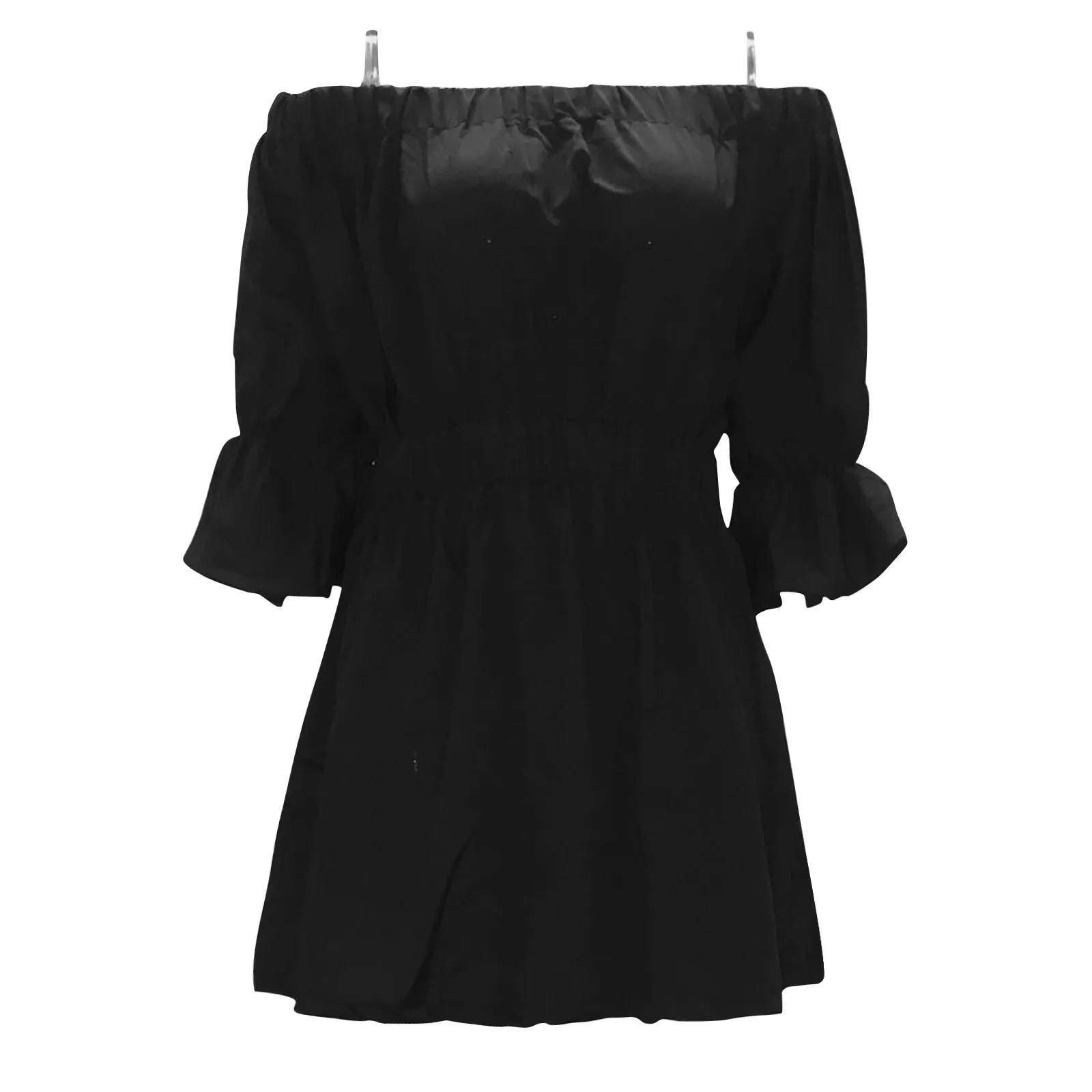 Женское платье с вырезом-лодочкой очень короткое летнее закрытой талией и