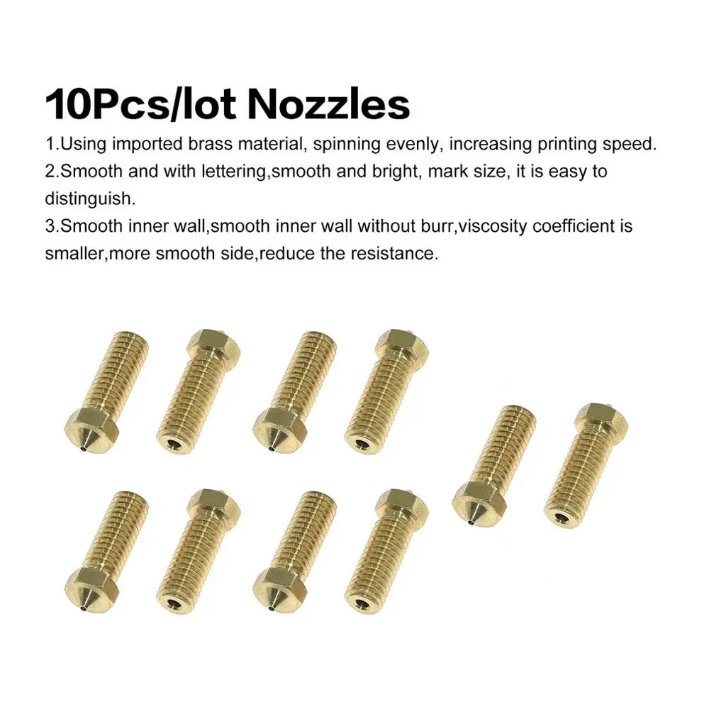 

10Pcs Volcano Lengthen Nozzle Extruder Print Head 0.2/0.25/0.3/0.4/0.5/0.6/0.8/1.0/1.2mm For 1.75mm/3mm Filamnet 3D Printer