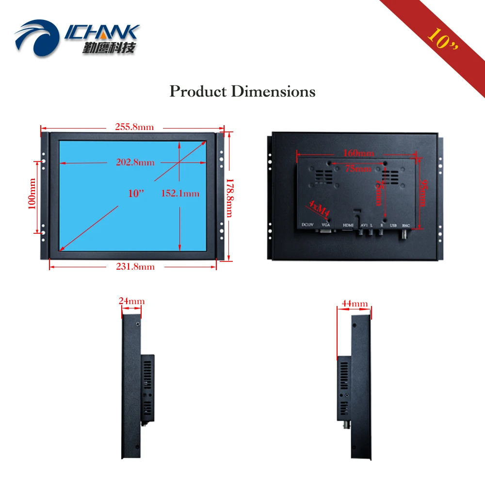 ZK100TN 59/10 &quot800x600 AV BNC HDMI VGA металлический корпус Встроенный открытый настенный