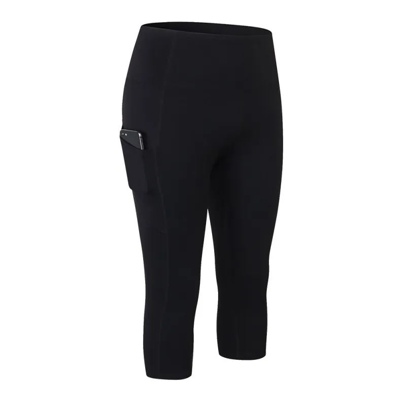 

Женские облегающие укороченные брюки для йоги телесного цвета с карманами, эластичные облегающие брюки для фитнеса, бега, спорта, йоги, фитн...