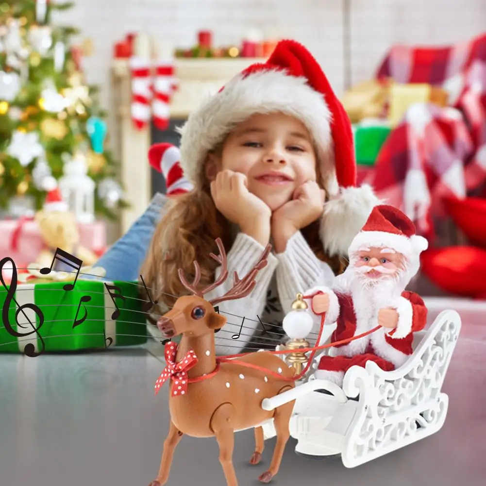

Electric Universal Toy Plastic Novelty and Originality Music Box Car Music Santa Claus Doll Elk Sled Gift Xmas Decor for Home