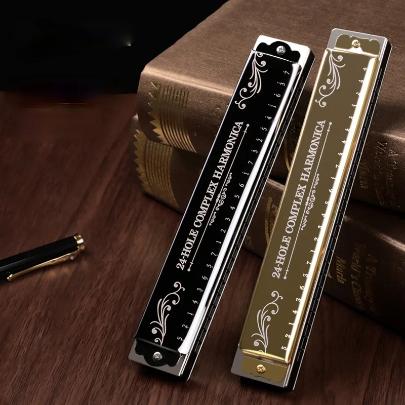 

Gift Beginner Professional Harmonica Portable Chromatic 24 Hole Harmonica Tremolo Musical Musique Woodwind Instrument ED50KQ