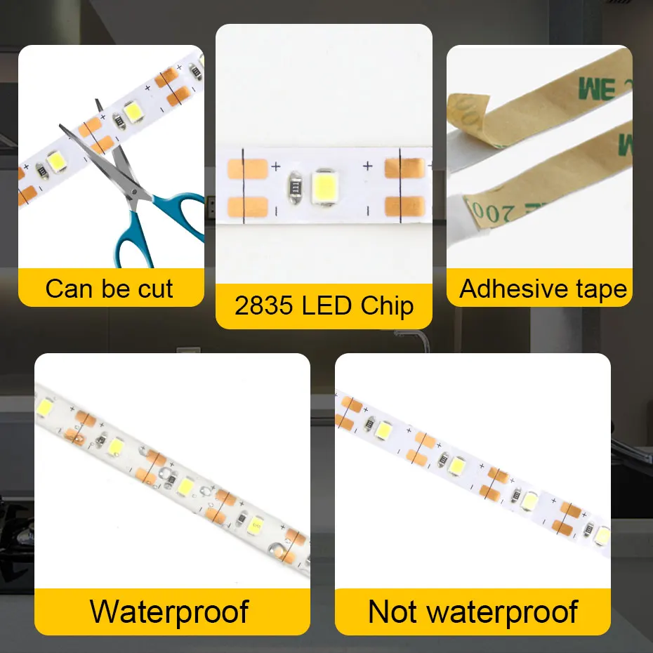 

DC5V Hand Sweep Zwaaien Led Strip Licht Usb Kabel 2835SMD 60 Led/M Keukenkast Licht Tape Waterdichte Led backlight Tv Strip